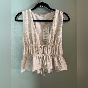 Zara Floral Embroidered Blouse - Cream
